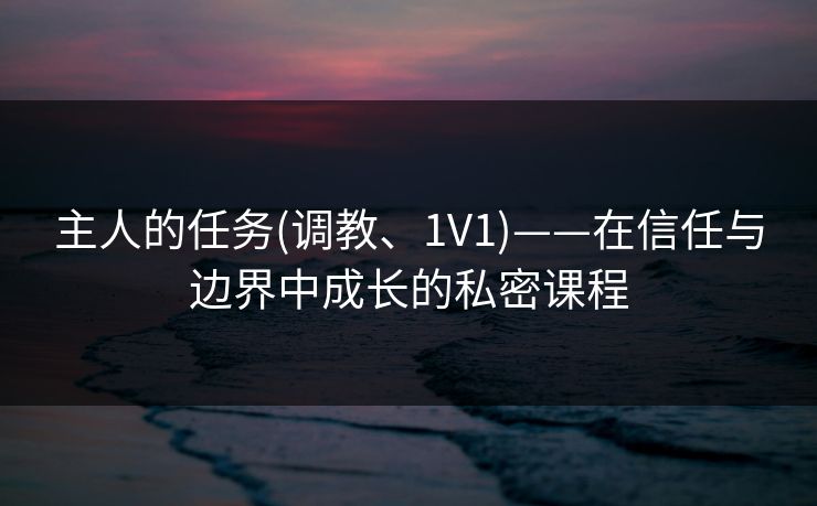 主人的任务(调教、1V1)——在信任与边界中成长的私密课程