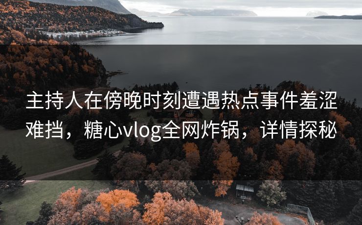 主持人在傍晚时刻遭遇热点事件羞涩难挡，糖心vlog全网炸锅，详情探秘