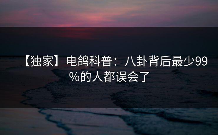【独家】电鸽科普：八卦背后最少99%的人都误会了