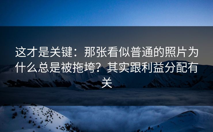 这才是关键：那张看似普通的照片为什么总是被拖垮？其实跟利益分配有关