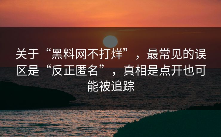 关于“黑料网不打烊”,最常见的误区是“反正匿名”,真相是点开也可能被追踪 关于“黑料网不打烊”,最常见的误区是“反正匿名”,真相是点开也可能被追踪