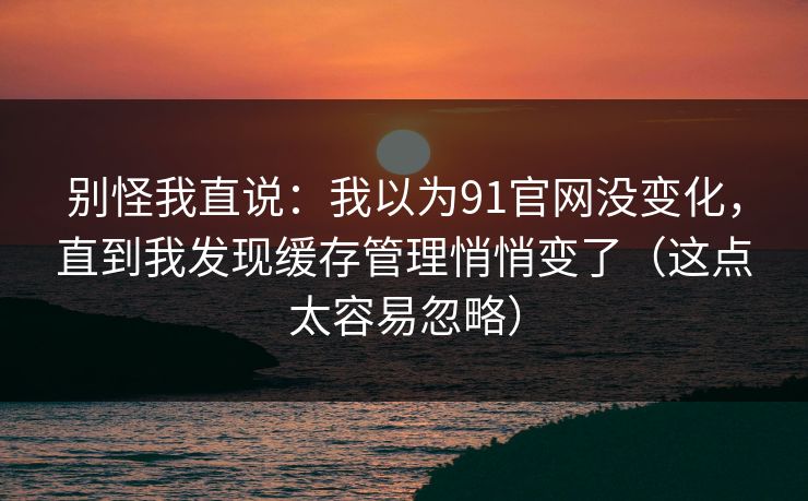 别怪我直说：我以为91官网没变化，直到我发现缓存管理悄悄变了（这点太容易忽略）